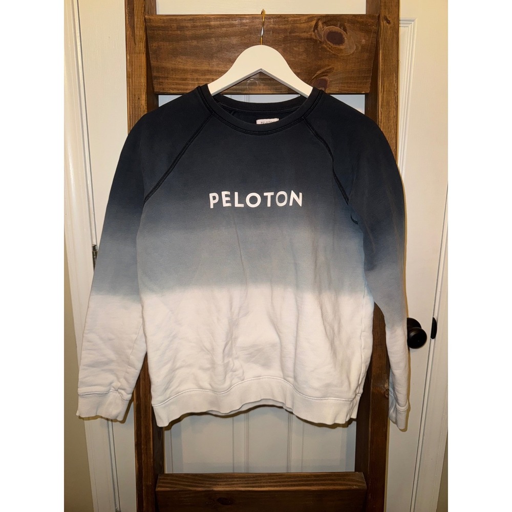 Peloton Ombre Sweatshirt Women's Size Medium Black Gray White Dip Dye Pullover